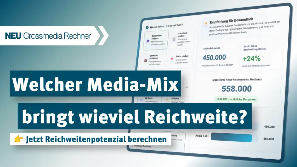 Audio-Mediamix-Rechner:Jetzt Reichweitenpotenzial berechnen