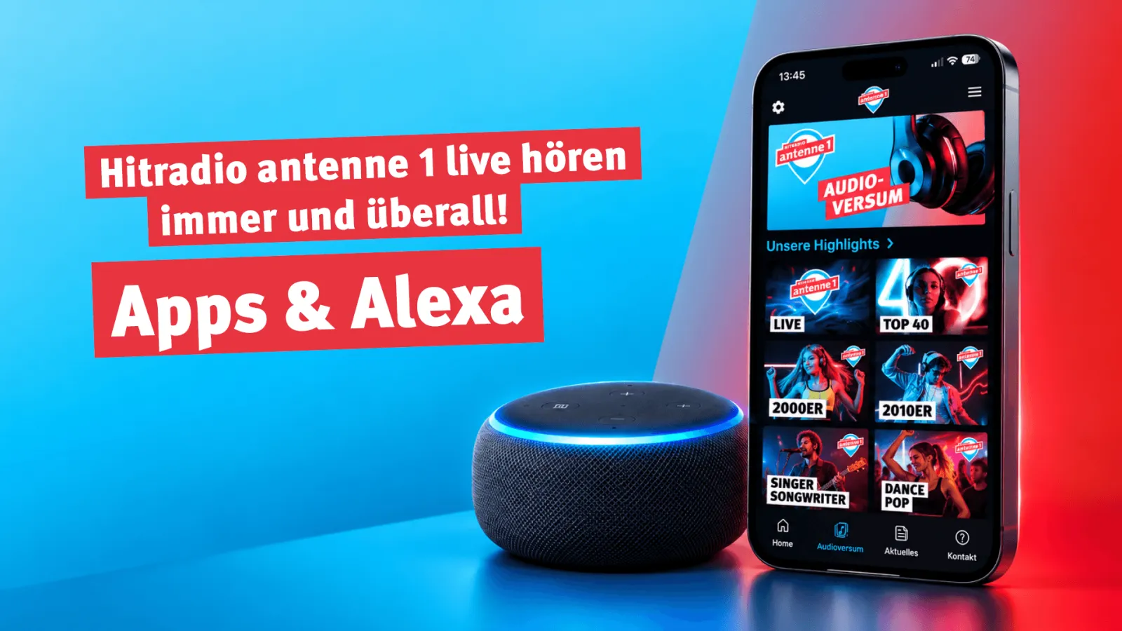 Darstellung Smartphone App und Smartspeaker